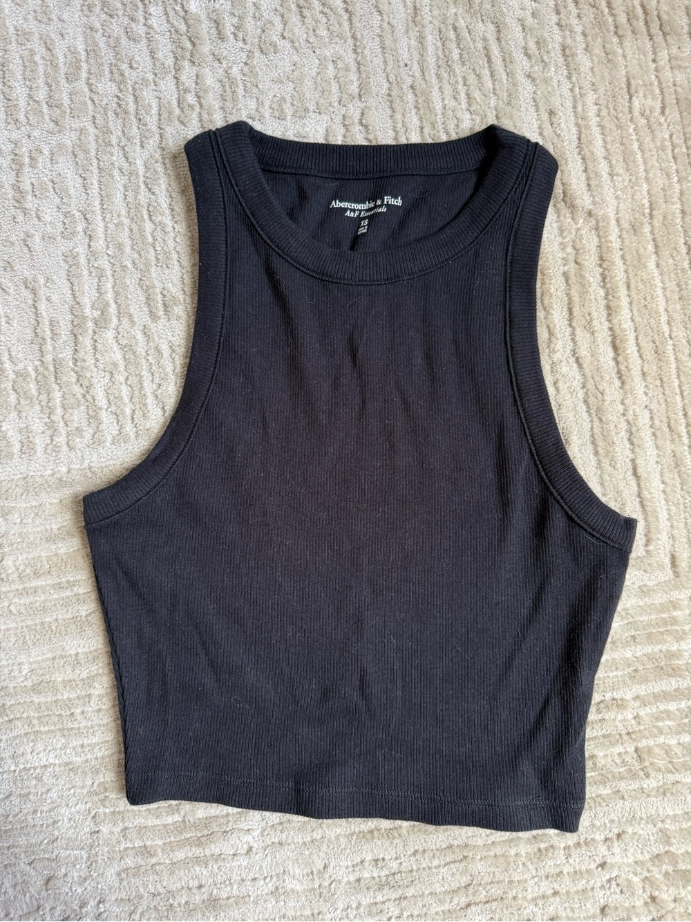 Abercrombie & Fitch Black Ribbed High-Neck Crop Tank